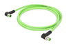 ETHERNET cable M12D plug  angled M12D plug  angled green