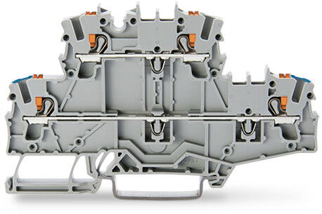 Double-deck terminal block with push-button Through/through terminal block gray