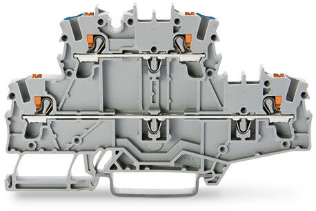 Double-deck terminal block with push-button Through/through terminal block gray