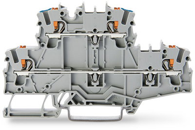 Double-deck terminal block with push-button Through/through terminal block gray