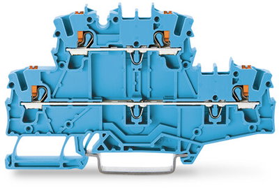 Double-deck terminal block with push-button Through/through terminal block blue