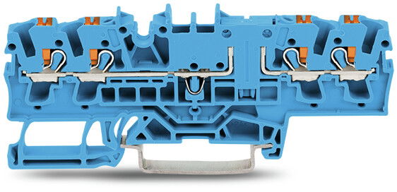 4-conductor through terminal block with push-button 2.5 mm² blue