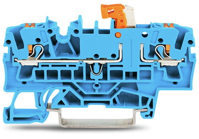 2-conductor disconnect/test terminal block with push-button with test option blue