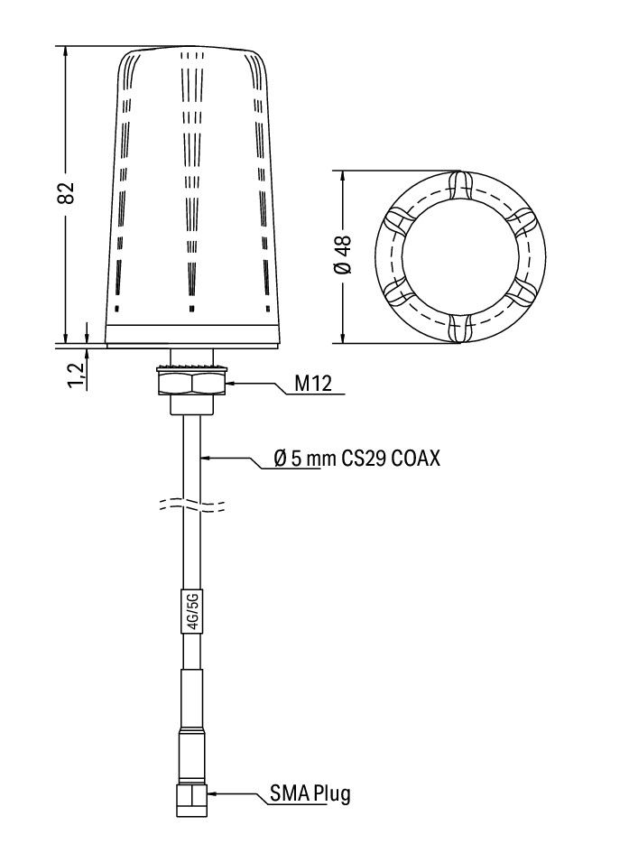 Radio antenna with 2m cable and SMA plug GSM/ UMTS/ LTE/ Bluetooth®/ WLAN – Image 2 of 2