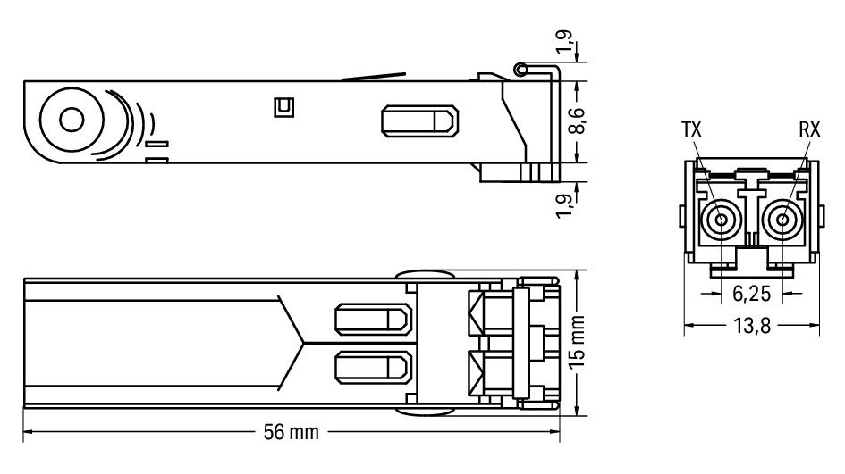 SFP Module 100BASE FX Multi-Mode 1310 nm LC 2 km silver-colored – Image 2 of 2