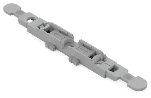 Mounting carrier with strain relief 1-way for inline splicing connector with lever gray
