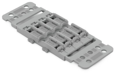 Mounting carrier with strain relief 4-way for inline splicing connector with lever gray