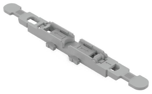 Mounting carrier with strain relief 1-way for inline splicing connector with lever gray