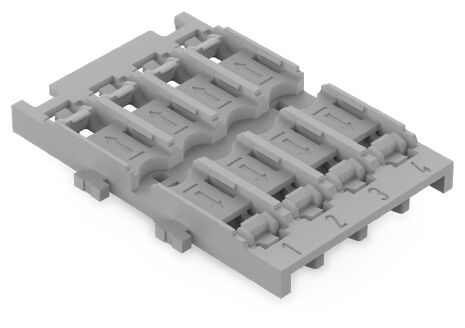 Mounting carrier 4-way for inline splicing connector with lever gray