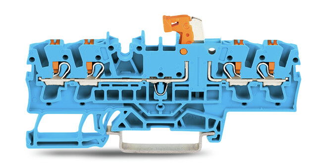 4-conductor disconnect/test terminal block with push-button with test option blue