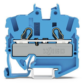 2-conductor miniature through terminal block with operating slots 2.5 mm² blue