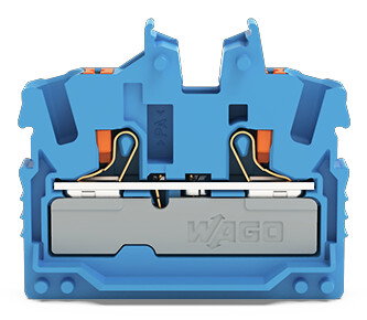 2-conductor miniature through terminal block with push-button 2.5 mm² blue