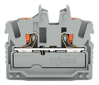 2-conductor miniature through terminal block with push-button 2.5 mm² gray