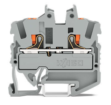 2-conductor miniature through terminal block with push-button 2.5 mm² gray