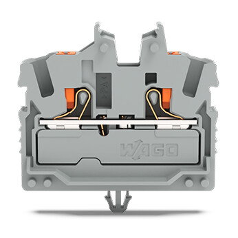 2-conductor miniature through terminal block with push-button 2.5 mm² gray