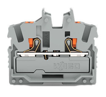 2-conductor miniature through terminal block with push-button 2.5 mm² gray