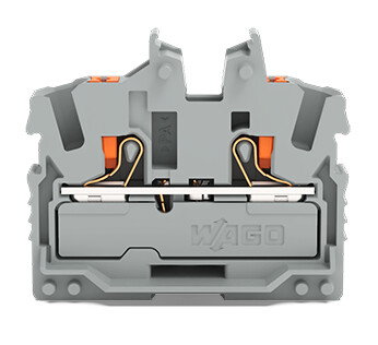 2-conductor miniature through terminal block with push-button 2.5 mm² gray