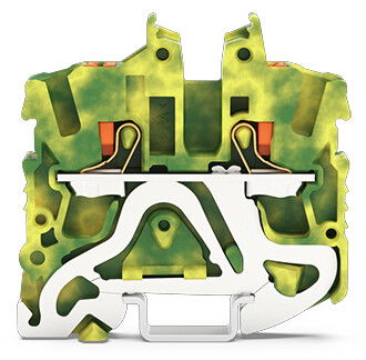 2-conductor miniature ground terminal block with push-button 2.5 mm² green-yellow