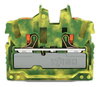 2-conductor miniature through terminal block with push-button 2.5 mm² green-yellow