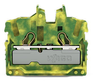 2-conductor miniature through terminal block with operating slots 2.5 mm² green-yellow