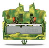 2-conductor miniature through terminal block with push-button 2.5 mm² green-yellow