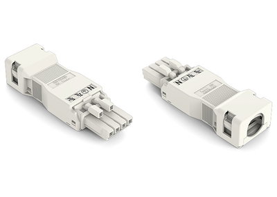Socket with strain relief housing 4-pole white