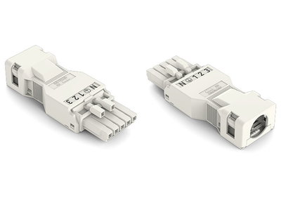Socket with strain relief housing 5-pole white
