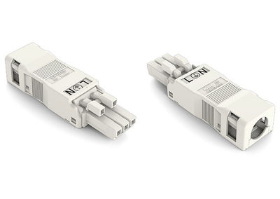 Socket with strain relief housing 3-pole white