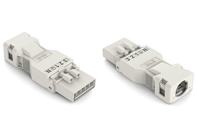 Plug with strain relief housing 5-pole white
