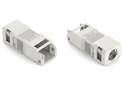 Strain relief housing 3-pole with locking clip white