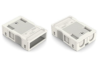 Strain relief housing 3-pole for 2 cables white