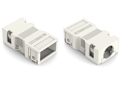 Strain relief housing 2-pole with locking clip white