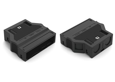 Strain relief housing 5-pole for 2 cables black