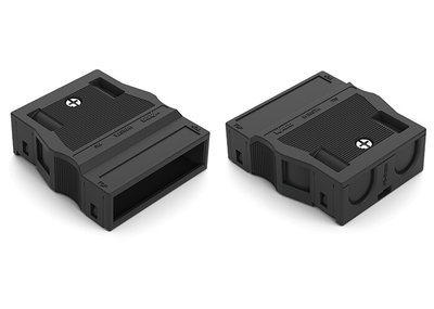 Strain relief housing 4-pole for 2 cables black