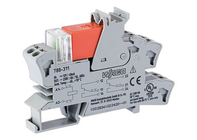 Relay module Nominal input voltage: 12 VDC 2 changeover contacts gray