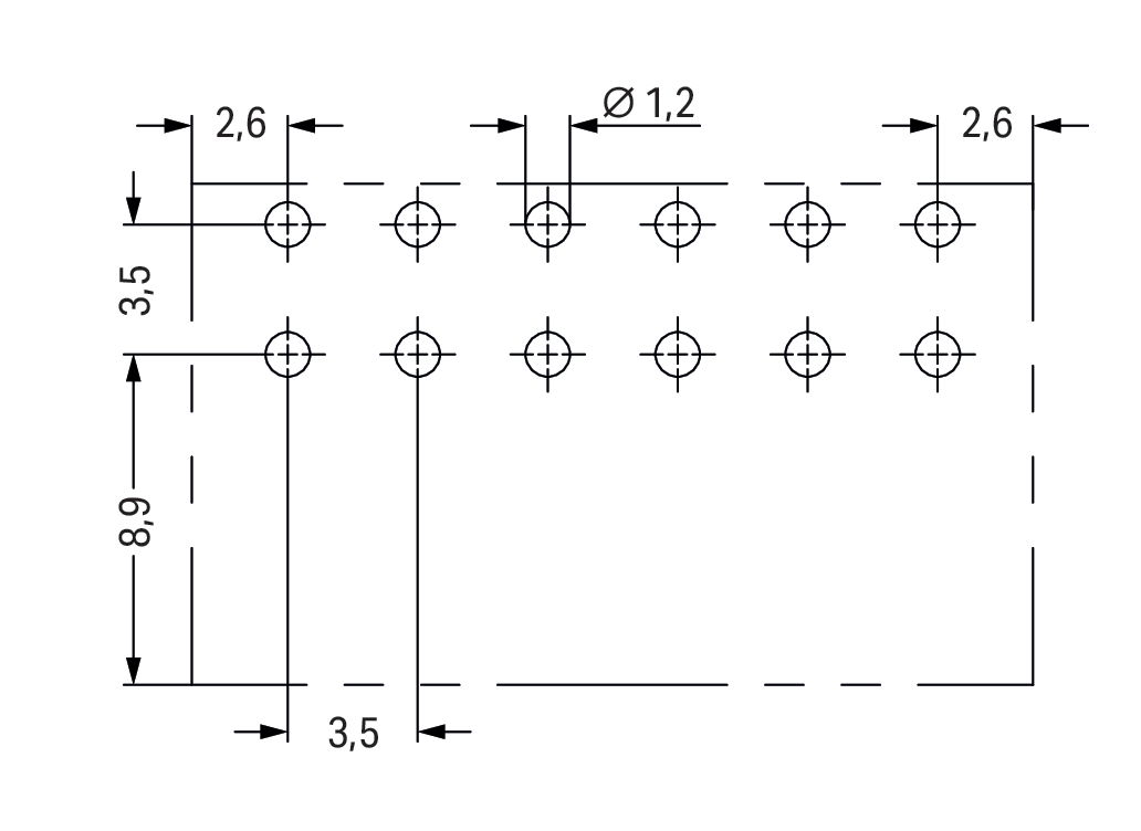 THT male header, 2-row 0.8 x 0.8 mm solder pin angled black – Image 3 of 3