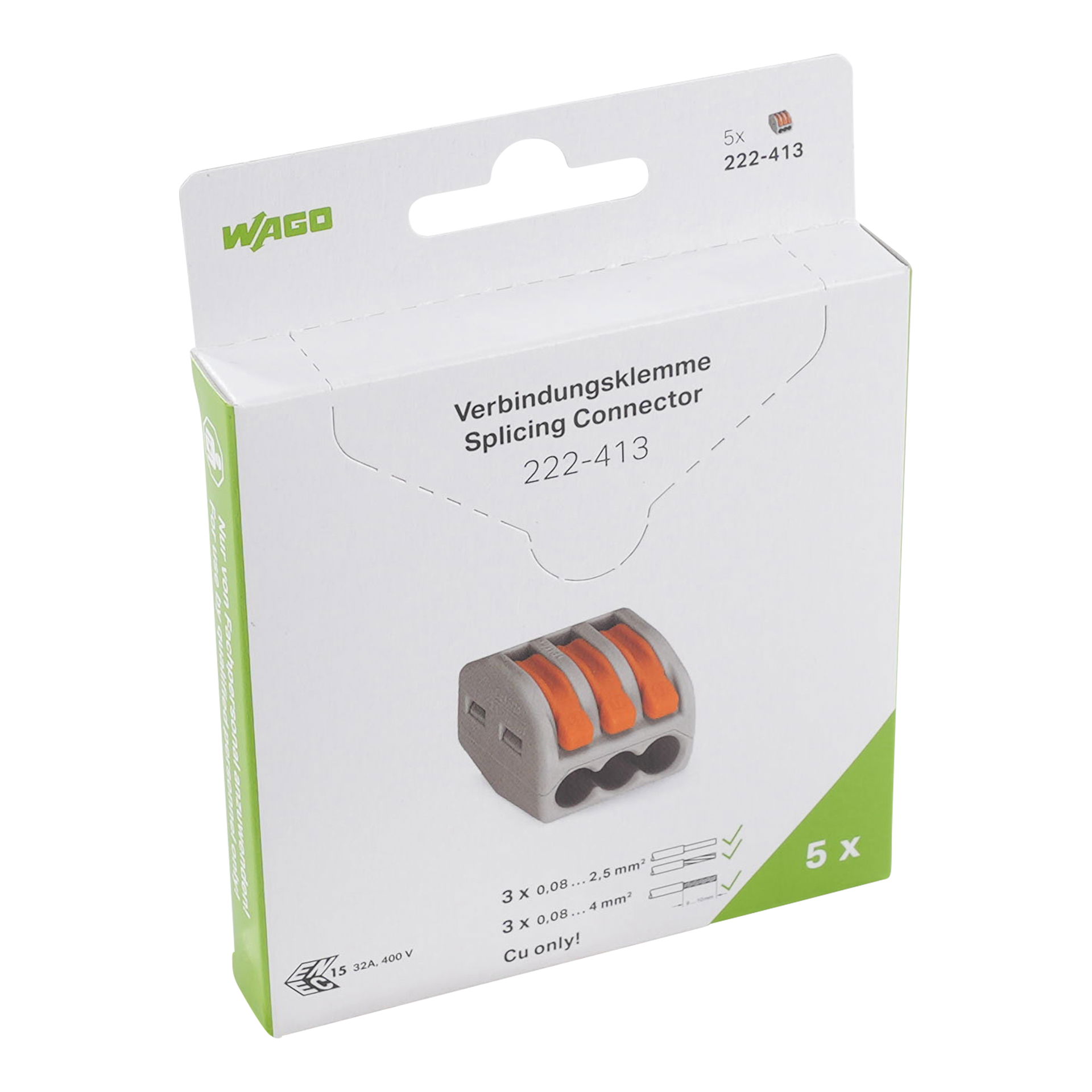 Splicing connector with levers for all conductor types max. 4 mm² gray