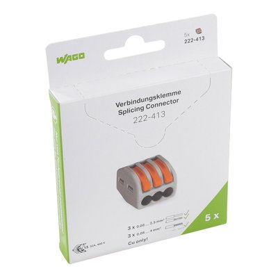 Splicing connector with levers for all conductor types max. 4 mm² gray