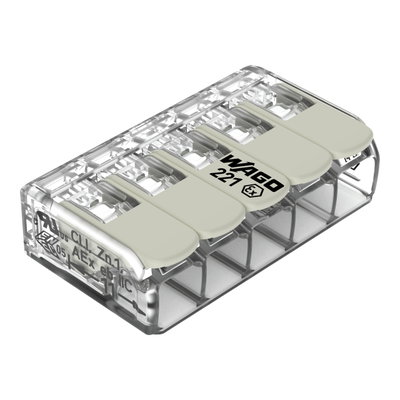 Splicing connector with levers for all conductor types for Ex e applications transparent