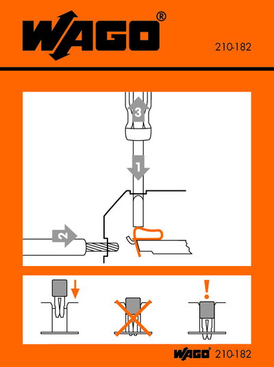 Stickers for operating instructions for side-entry rail-mounted terminal blocks 279 to 284 Series