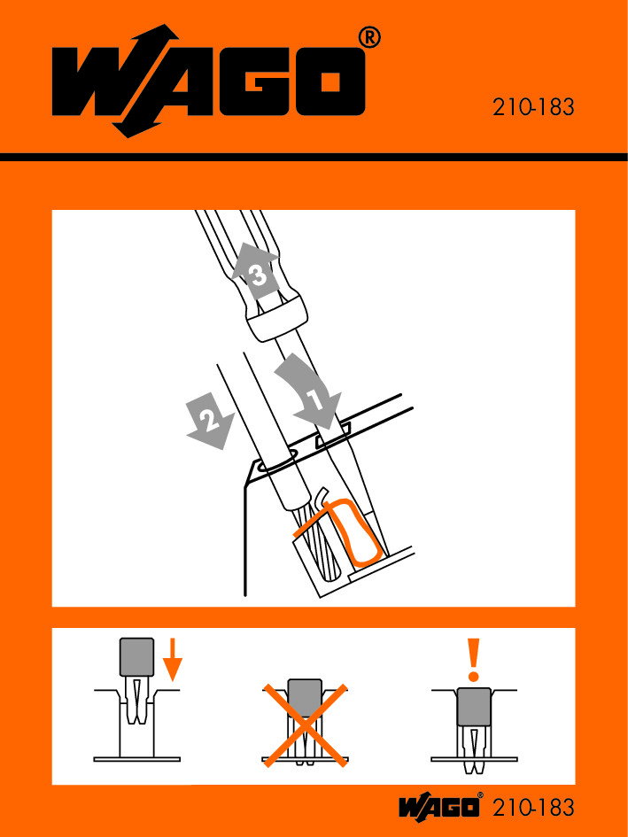 Stickers for operating instructions for front-entry rail-mounted terminal blocks, angled type 280 and 281, 780 to 784 Series