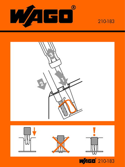 Stickers for operating instructions for front-entry rail-mounted terminal blocks, angled type 280 and 281, 780 to 784 Series