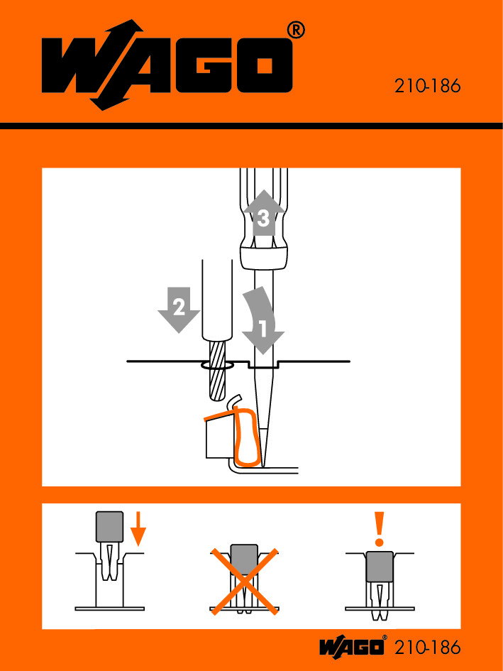 Stickers for operating instructions for front-entry rail-mounted terminal blocks 279 to 285 Series
