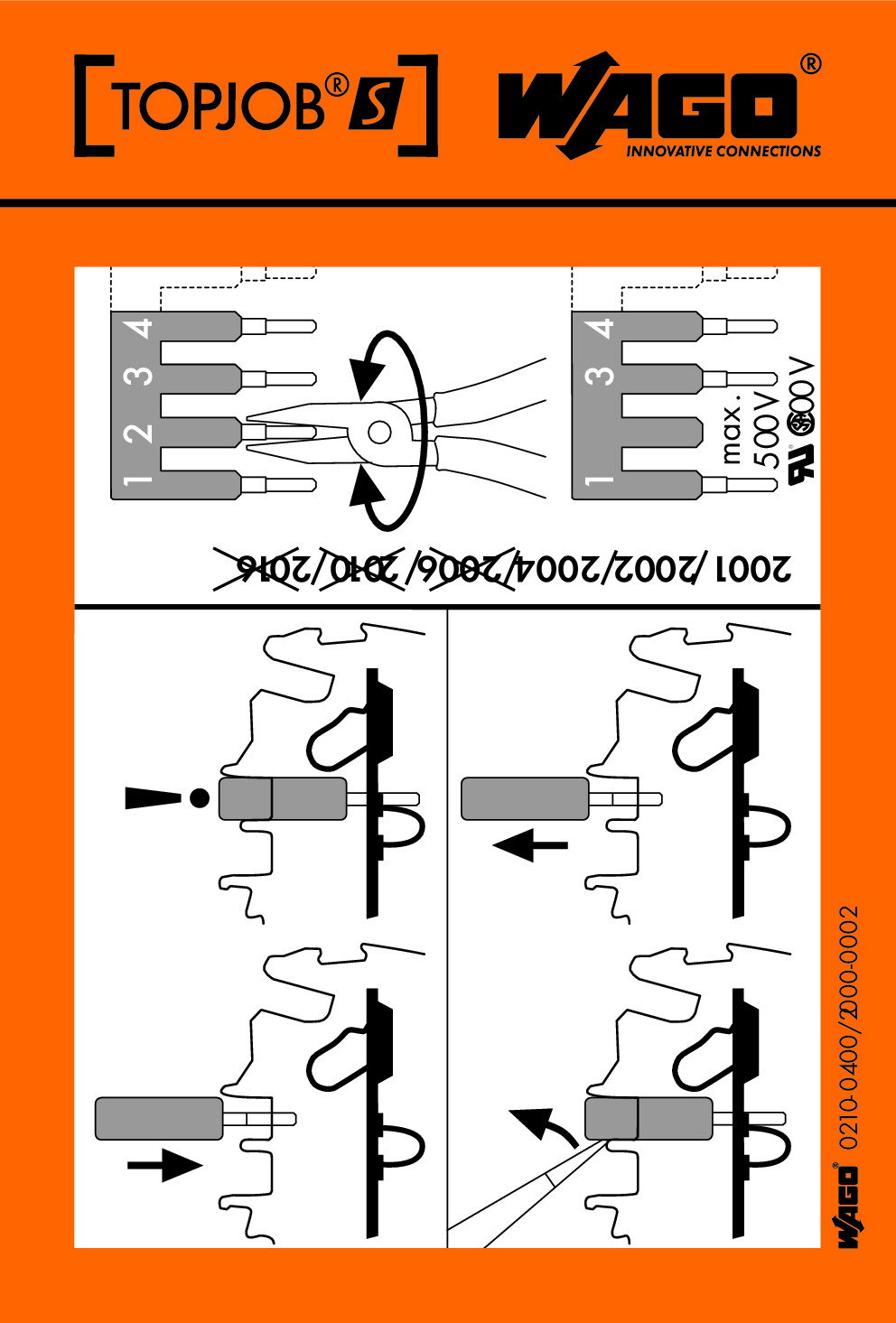 Stickers for operating instructions