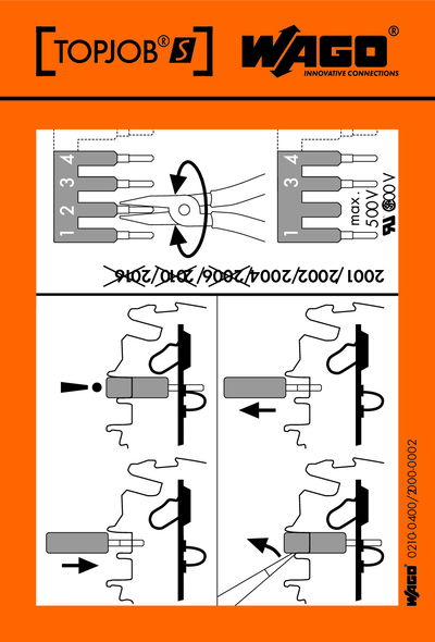 Stickers for operating instructions