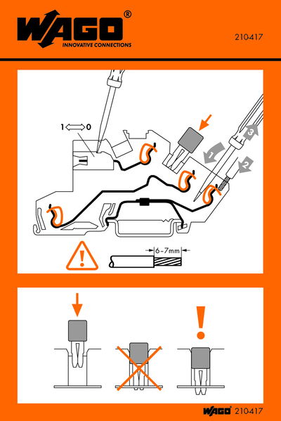 Stickers for operating instructions