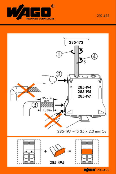 Stickers for operating instructions