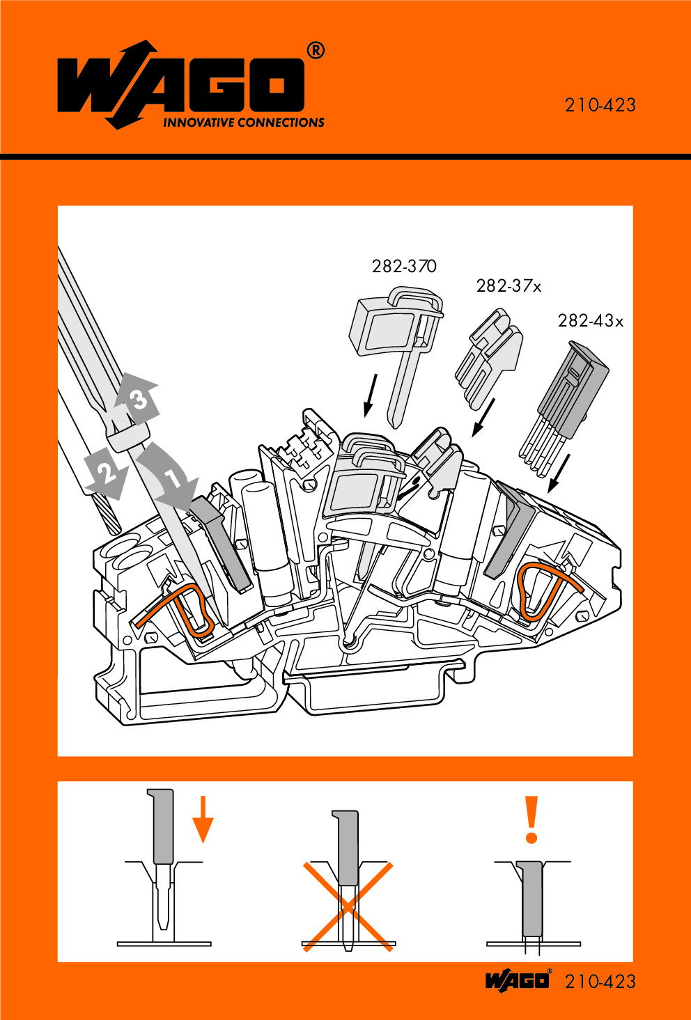 Stickers for operating instructions