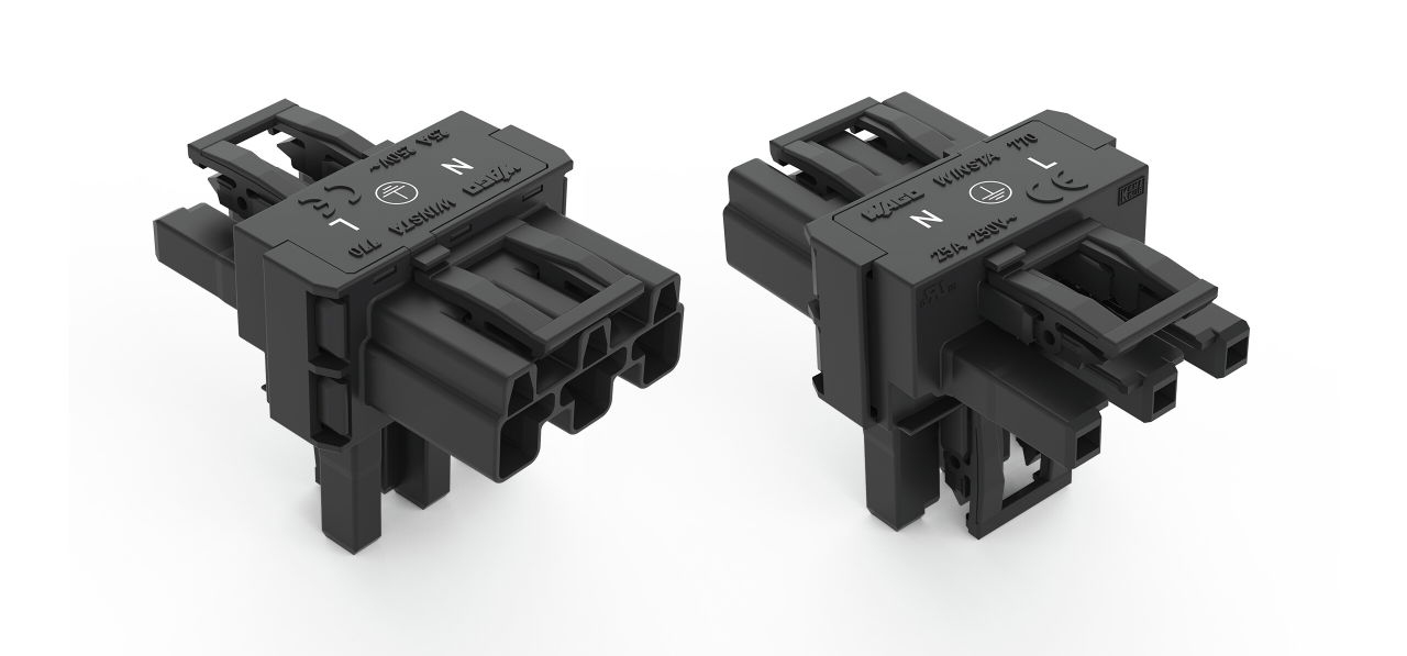 T-distribution connector 3-pole Cod. A black