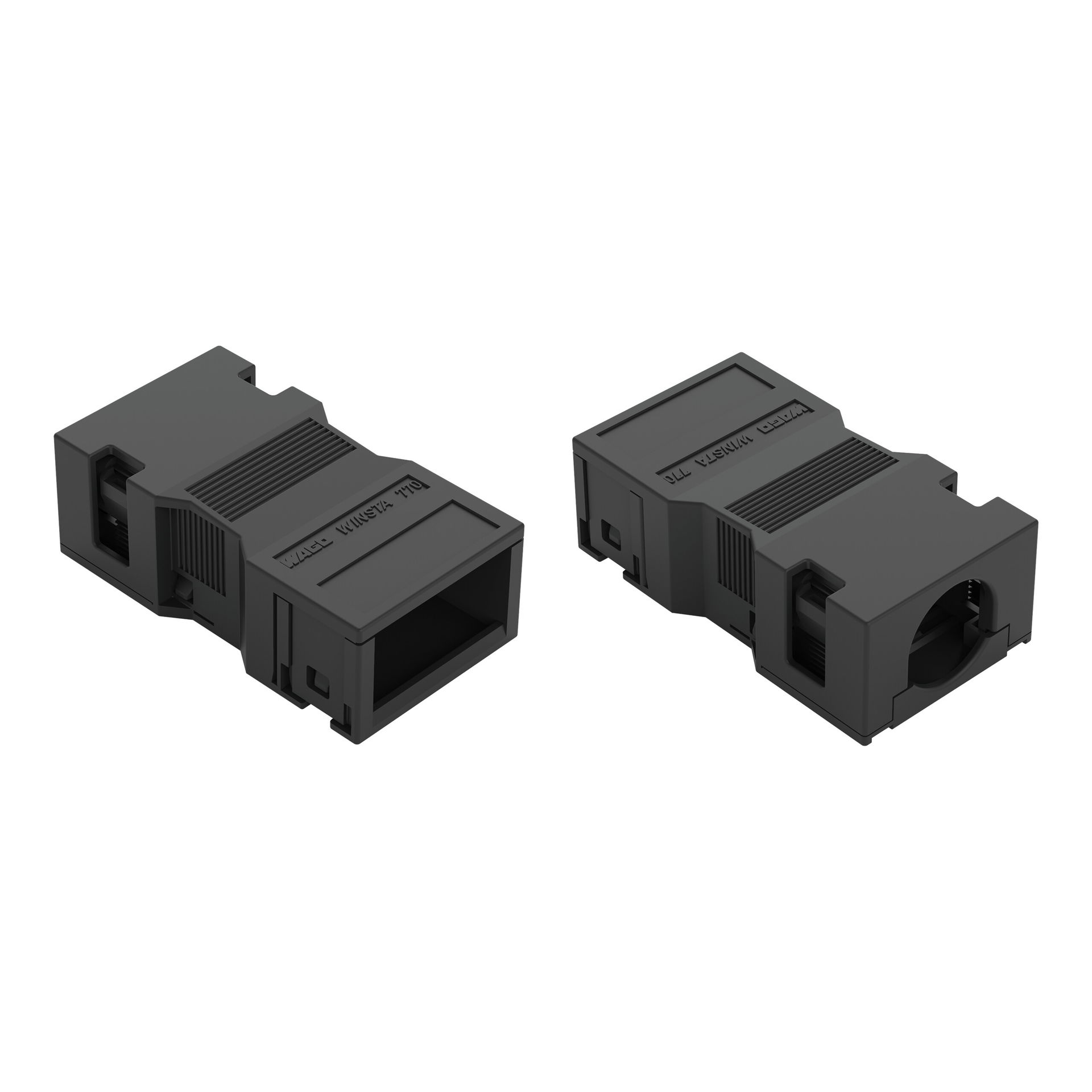 Strain relief housing 2-pole with locking clip black
